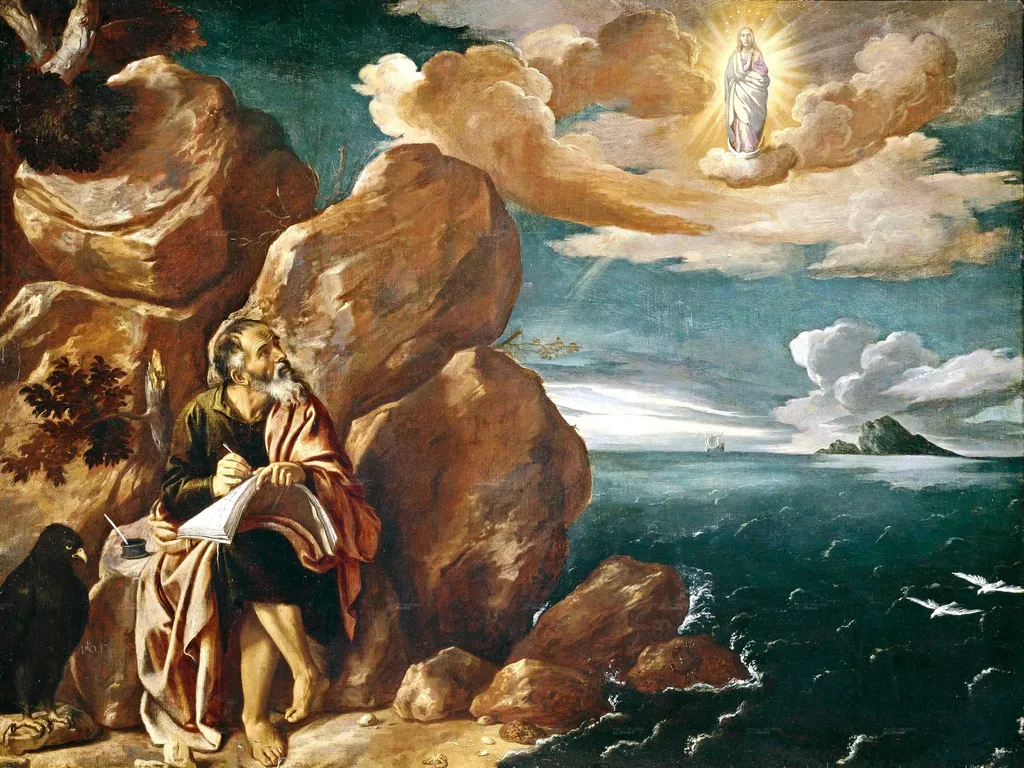 Saint John the Evangelist on Patmos, by Pedro Orrente, oil, 1620
