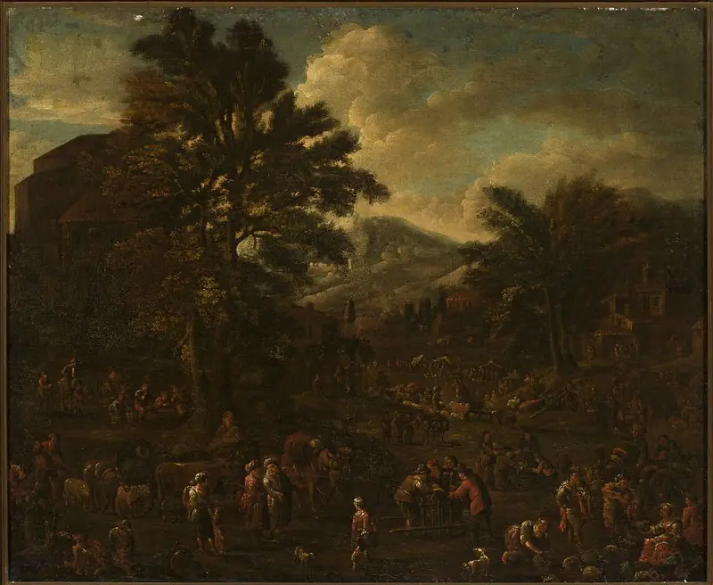 At the market, by Peeter van Bredael