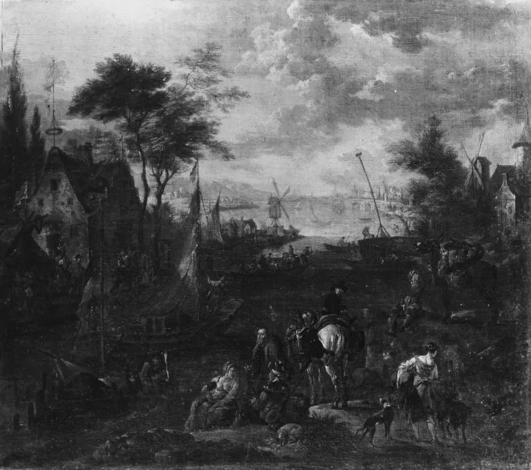 Flusslandschaft, by Peeter van Bredael, unspecified, 1674