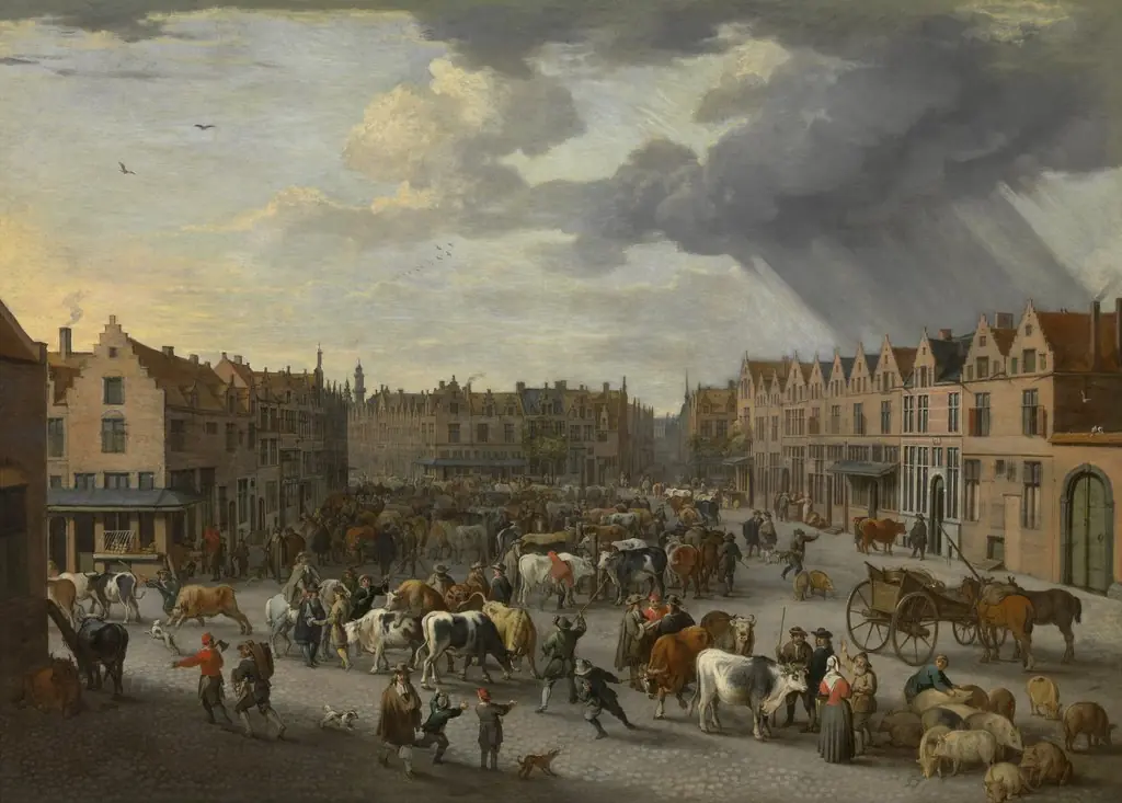 The old cattle market in Antwerp, by Peeter van Bredael