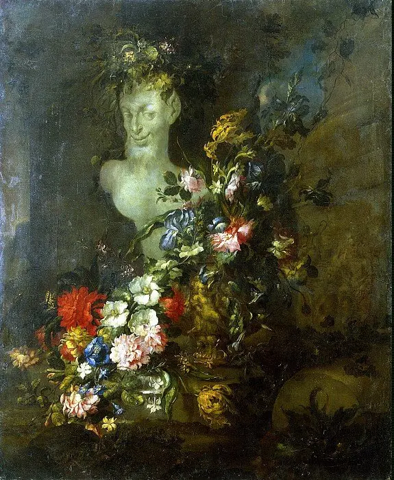 Flowers and the Bust of Pan, by Peirano Genovese