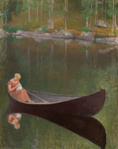 Nainen veneessä, by Pekka Halonen