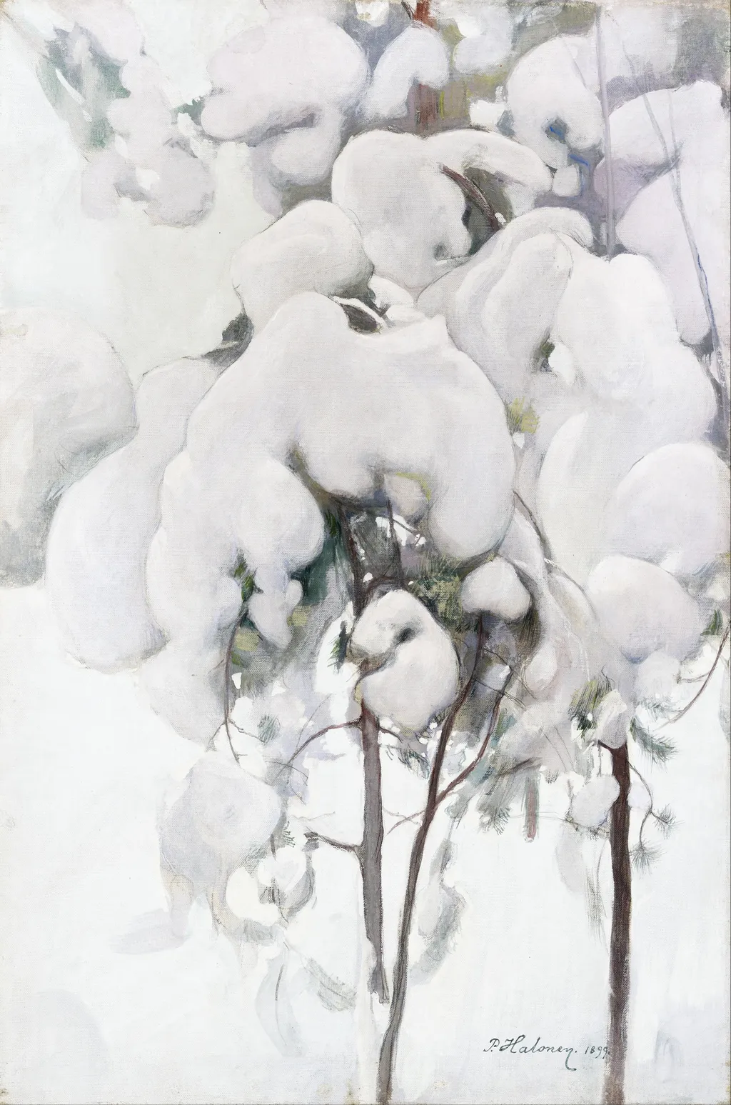 Snow-Covered Pine Saplings, by Pekka Halonen, tempera, 1900