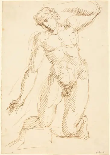A Male Nude Kneeling, by Pelagio Palagi