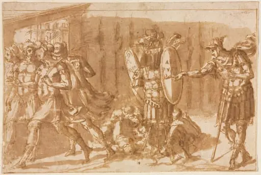 Victorious Soldiers with Trophy, by Pellegrini Tiballdi