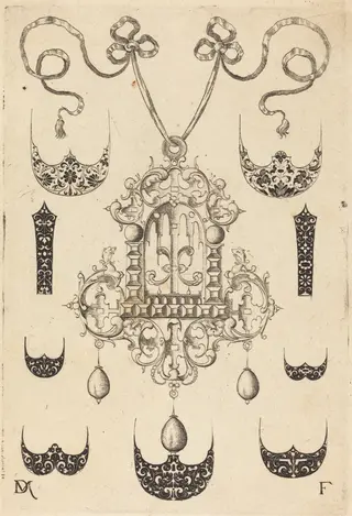 Pendant Surrounded by Seven Shields and Two Ornamental Bands