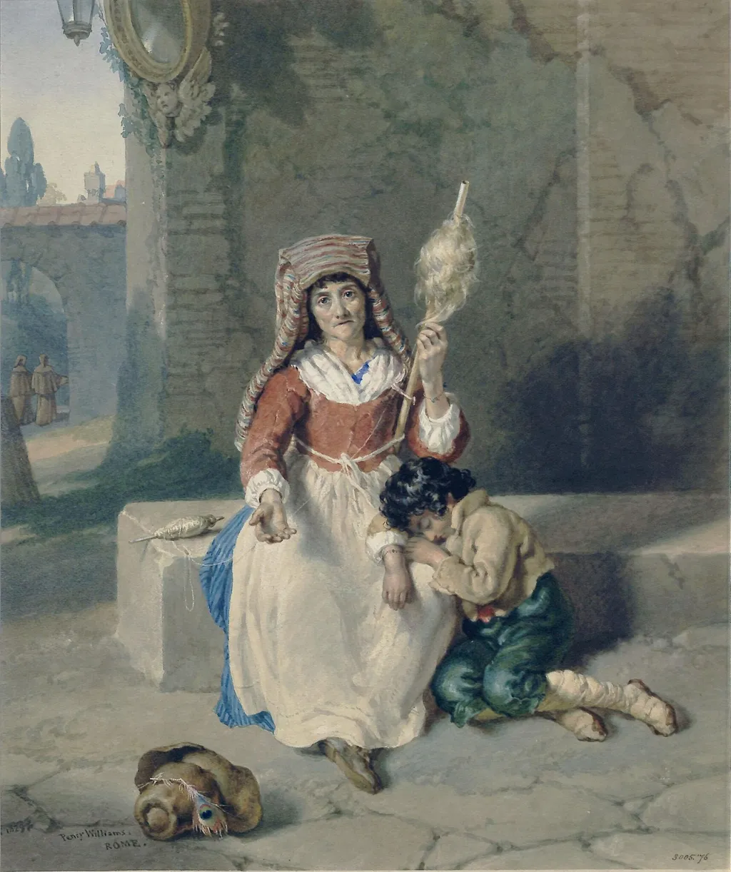 Roman Beggars in the costume of Subiaco, by Penry Williams, watercolor, 1829