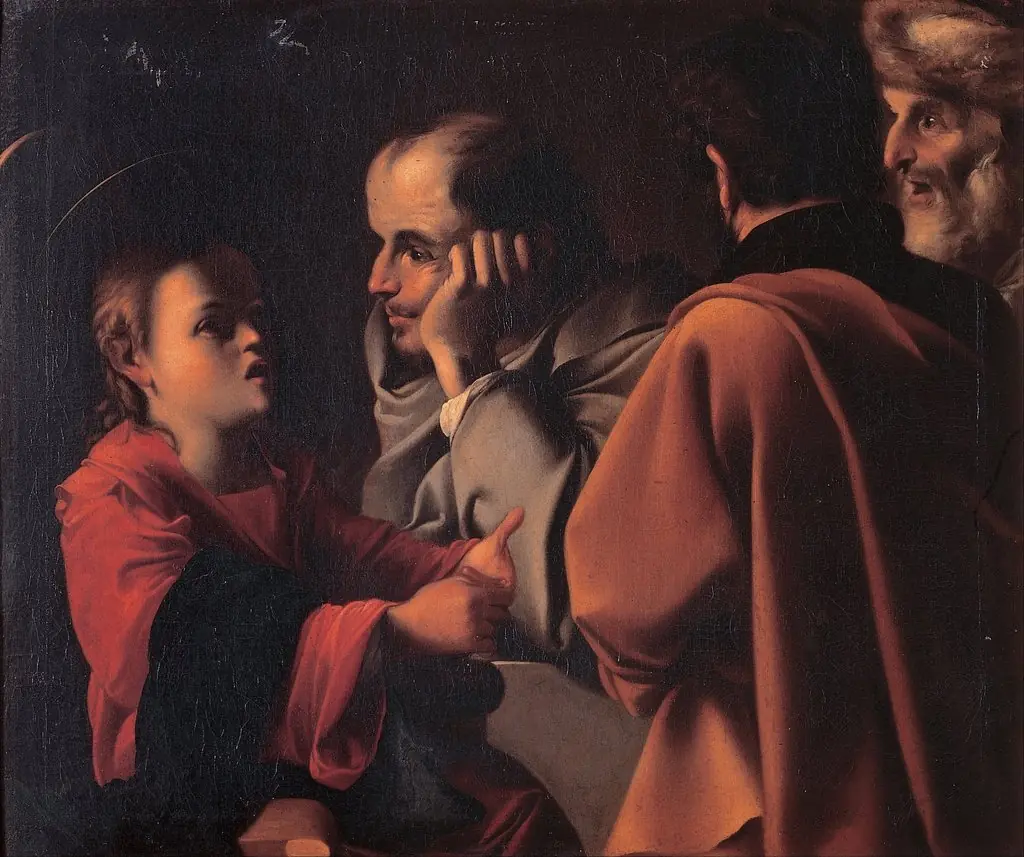 Christ among the doctors, by Pensionante del Saraceni