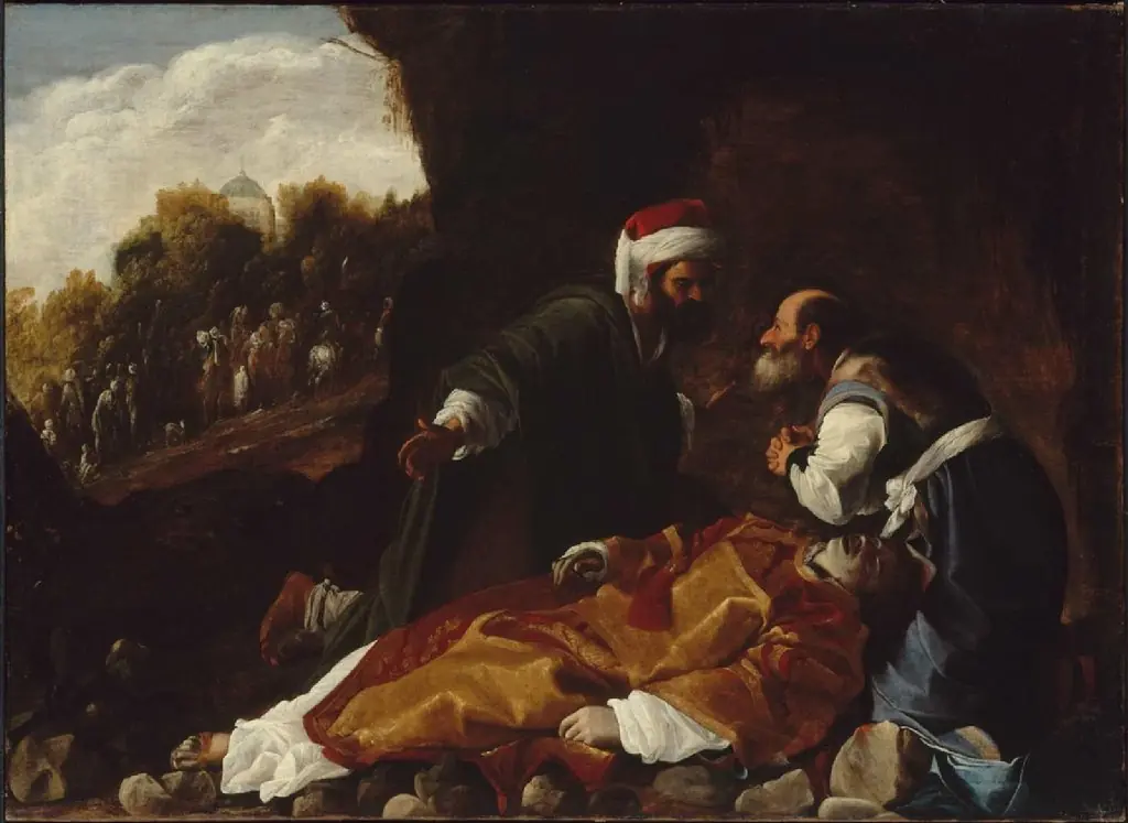 Saint Stephen Mourned by Saints Gamaliel and Nicodemus, by Pensionante del Saraceni