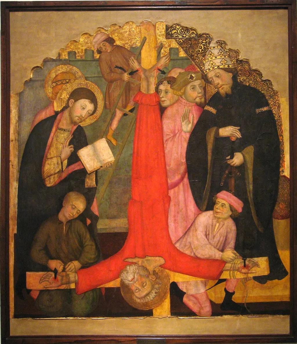 Crucifixió de Sant Pere, by Pere Serra, tempera, 1400