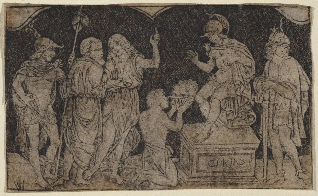 Artaxerxes Receiving the Head of Cyrus, by Peregrino da Cesena, 1500