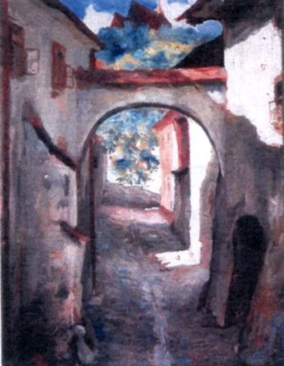 Stradă la Sighișoara, by Pericle Capidan, unspecified, 1949