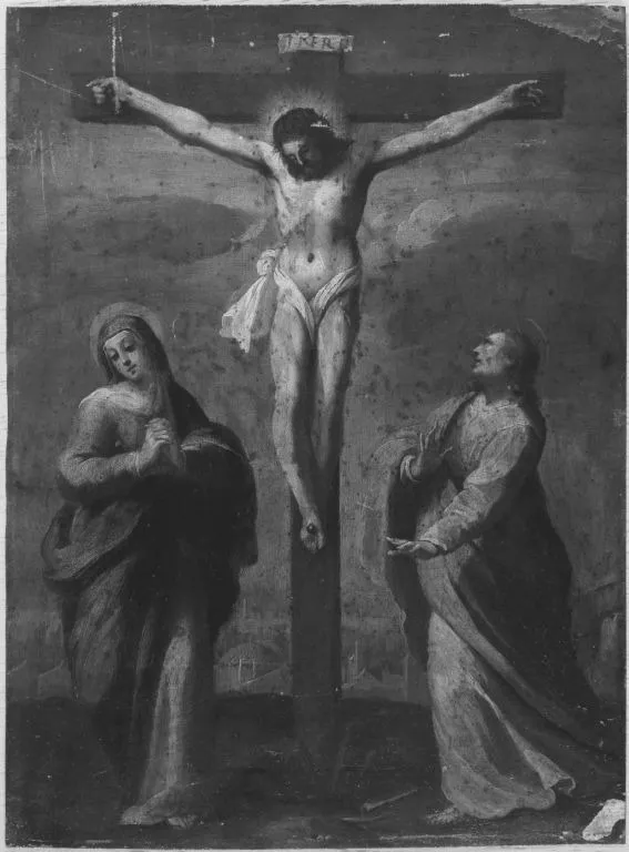 Christ on the cross with Mary and John, by Perino del Vaga, unspecified, 1524