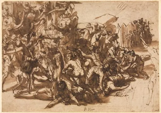 Poros Assailed by the Macedonian Army (recto), by Perino del Vaga