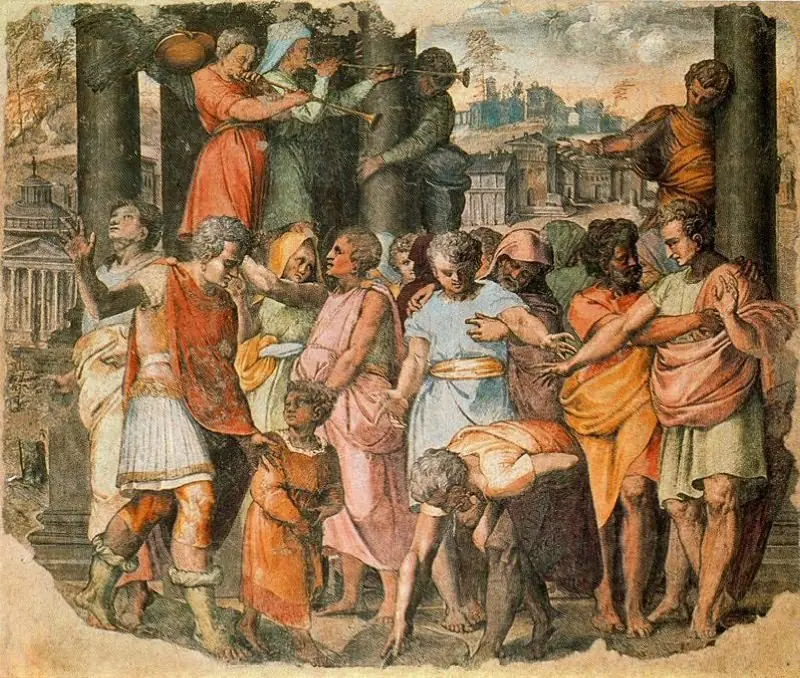 Tarquinius Priscus founds the Temple of Jupiter on the Campidoglio, by Perino del Vaga