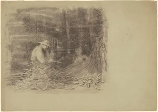 Farmers Shucking Corn [recto], by Perry, Enoch Wood, Jr.