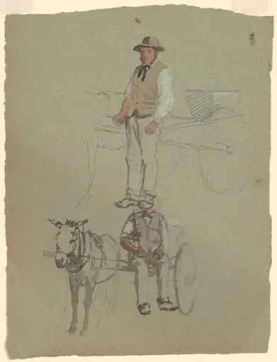 Studies of a Man and Horse Cart, by Perry, Enoch Wood, Jr.