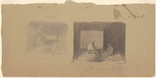 Studies of Farmers Shucking Corn, by Perry, Enoch Wood, Jr.