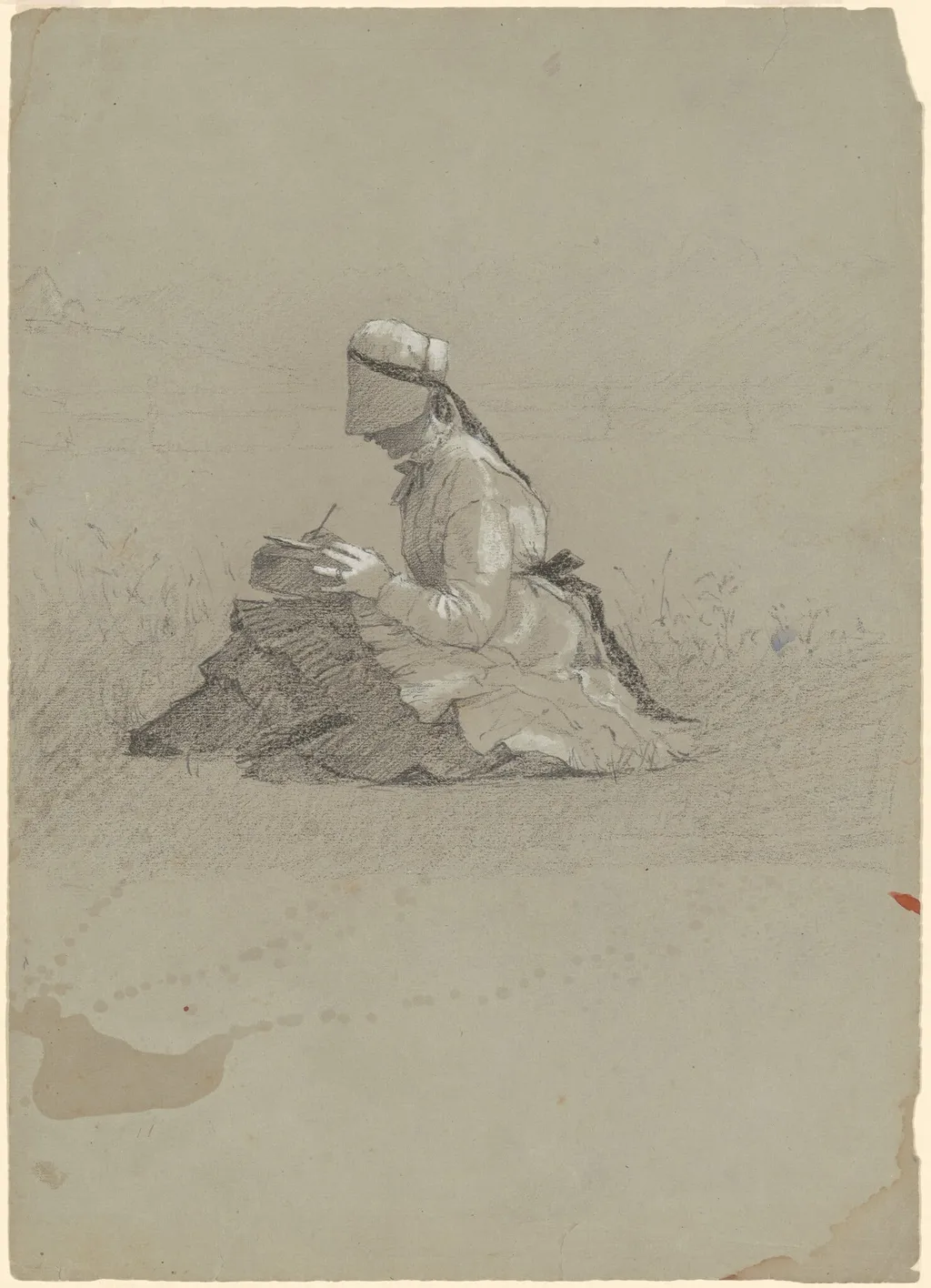 Young Lady Writing, by Perry, Enoch Wood, Jr., gouache, 1870