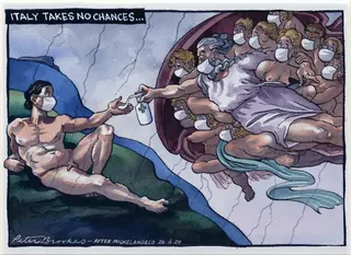 Italy takes no chances, by Peter Brookes, 2020