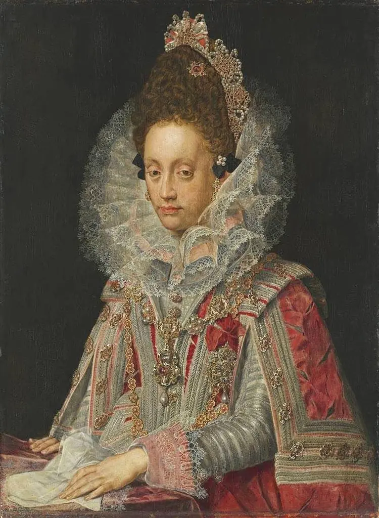 Bildnis der Herzogin Magdalena von Bayern, Gemahlin Herzog Wolfgang Wilhelms von Pfalz-Neuburg, im Hochzeitsstaat (1597-1628), by Peter Candid