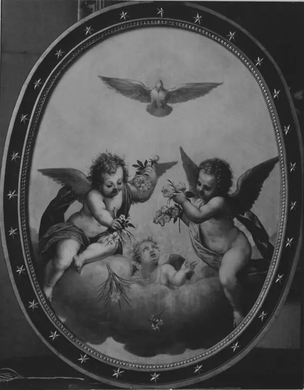 Die Taube des Heiligen Geistes mit blumenstreuenden Engeln (und Werkstatt), by Peter Candid