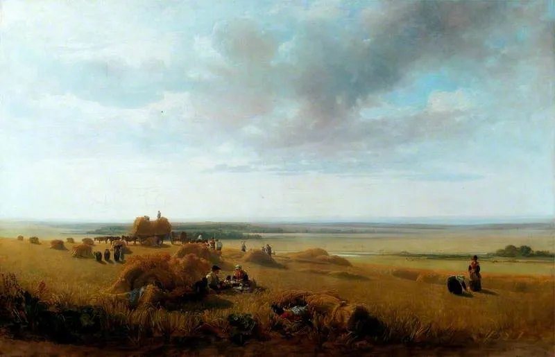 A Cornfield, by Peter De Wint, oil, 1815