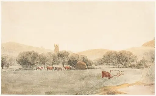 A Meadow with Cattle near Glastonbury, by Peter De Wint