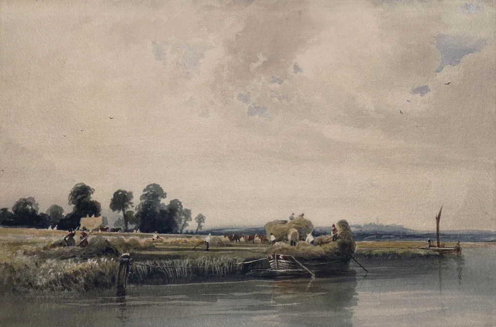 Carting Barley on the Trent, near Burton, by Peter De Wint, watercolor, 1805