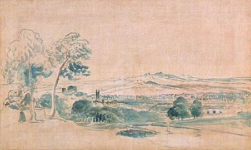 Dunster, Somerset?, by Peter De Wint, oil, 1848
