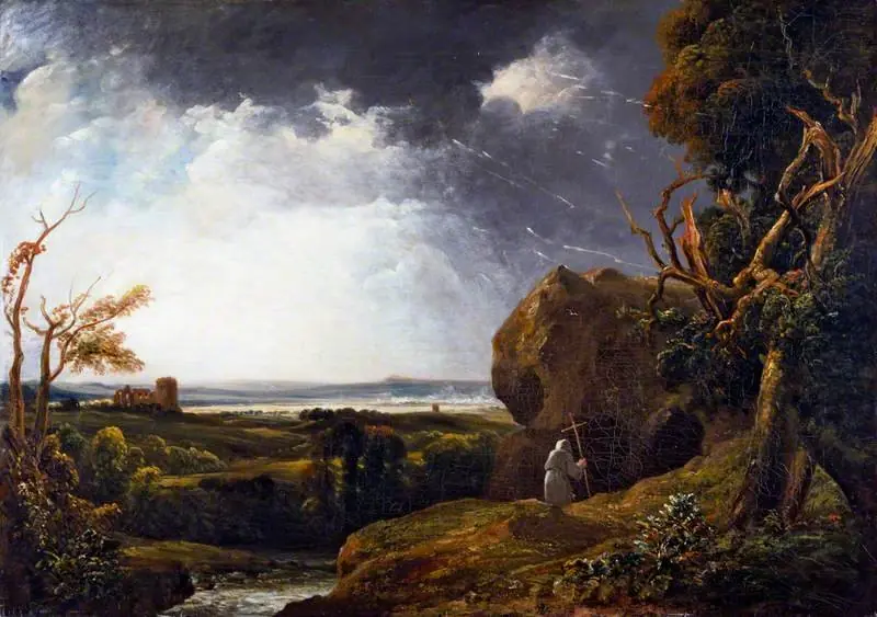 Landscape with Lightning and a Hermit, by Peter De Wint