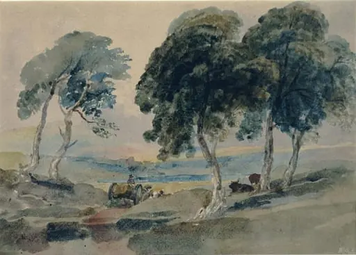 Landscape with wagon and cattle, by Peter De Wint
