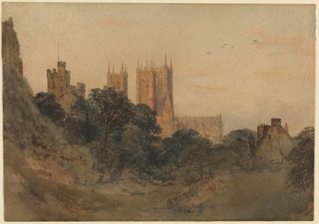 Lincoln Cathedral from the Castle Moat, by Peter De Wint, watercolor, 1834