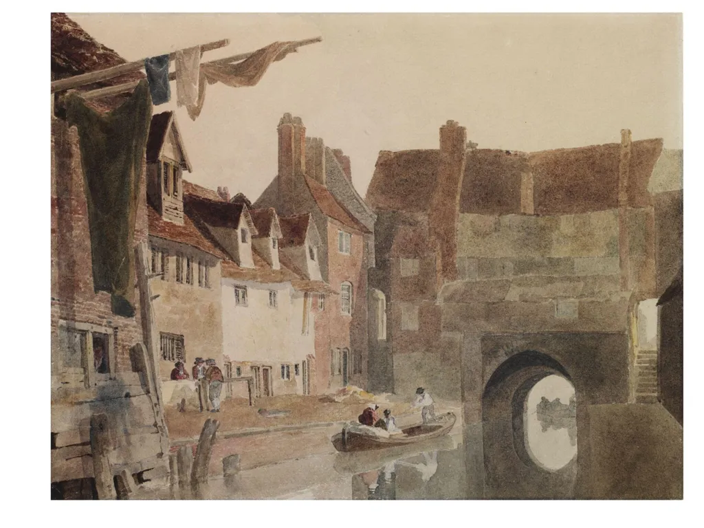 Old Houses on the High Bridge, Lincoln., by Peter De Wint, watercolor