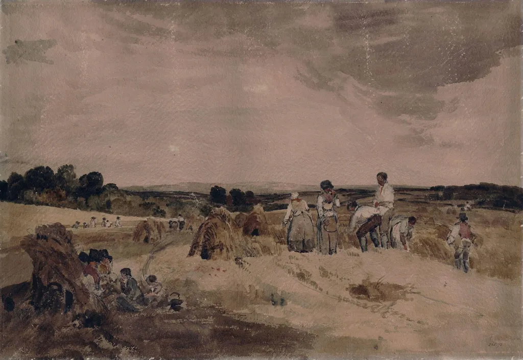 Reapers in a Cornfield near Lincoln, by Peter De Wint, watercolor, 1805