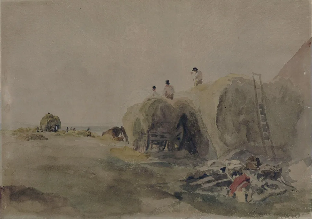 Stacking Hay, near Lincoln, by Peter De Wint, watercolor, 1805