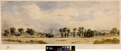View from Gore Lane, Kensington, showing Holy Trinity Church, Brompton, by Peter De Wint