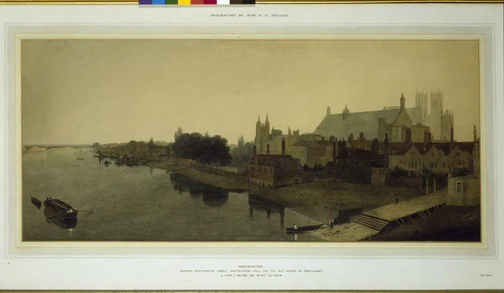 Westminster Palace, Hall and Abbey, by Peter De Wint, watercolor