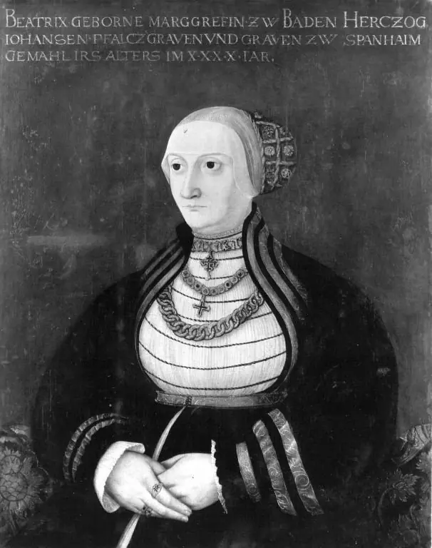 Beatrix Markgräfin von Baden, Gemahlin des Pfalzgrafen Johann II. von Sponheim, by Peter Gertner