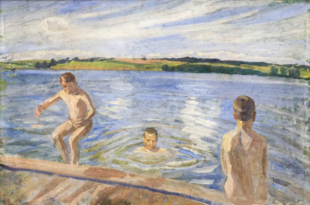 Boys Bathing, by Peter Hansen, unspecified, 1902