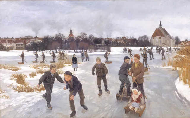 Children skating outside Fåborg