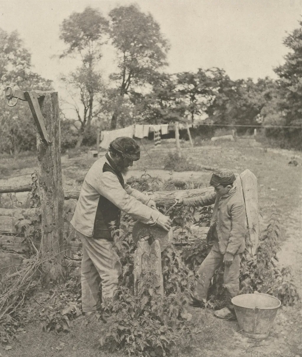 At the Grindstone--A Suffolk Farmyard, by Peter Henry Emerson, 1888