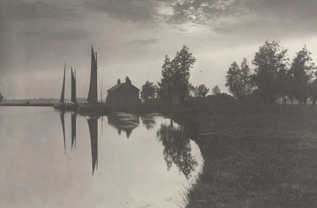 Cantley: Wherries Waiting for the Turn of the Tide, by Peter Henry Emerson, 1886