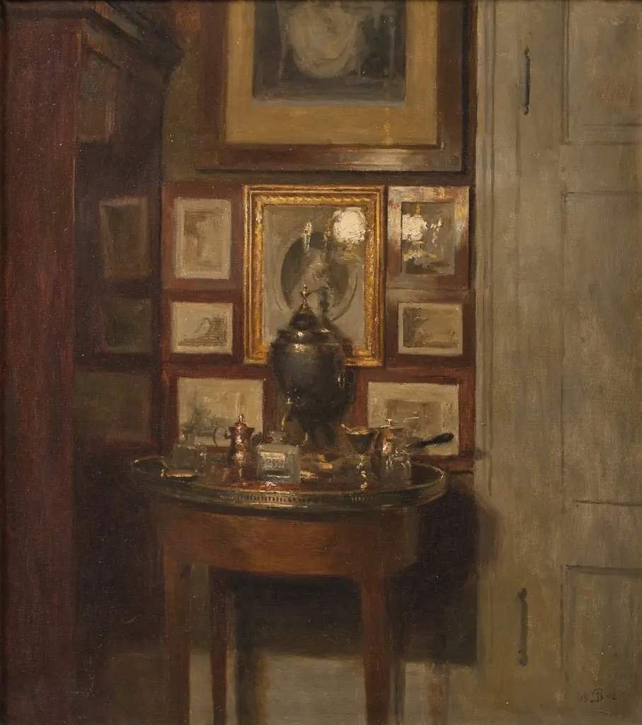 Interior with a samovar. Evening, by Peter Ilsted