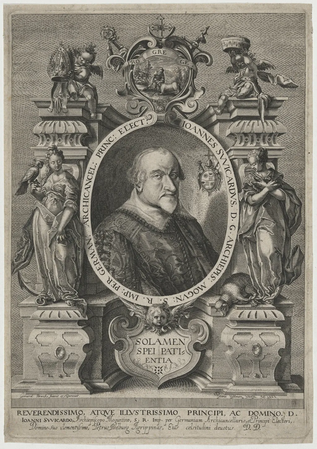Joannes Swicardus, Archbishop of Maguntino, by Peter Isselburg, ink, 1606