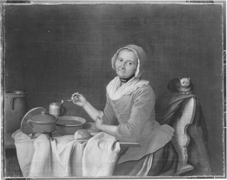 Die Suppenesserin, by Peter Jacob Horemans, unspecified, 1764