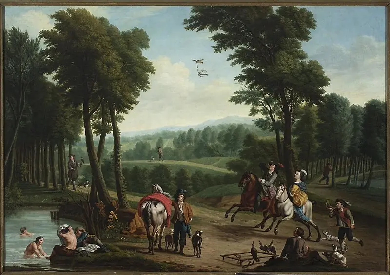 Hunting with falcons, by Peter Jacob Horemans