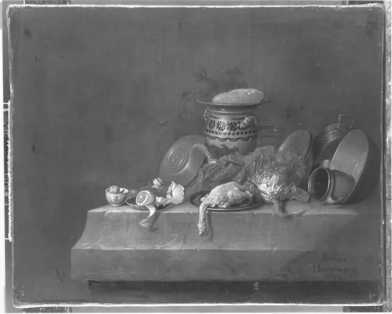Stillleben mit gerupftem Huhn, by Peter Jacob Horemans