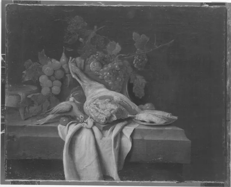 Stillleben mit Schweinskeule und Papagei, by Peter Jacob Horemans