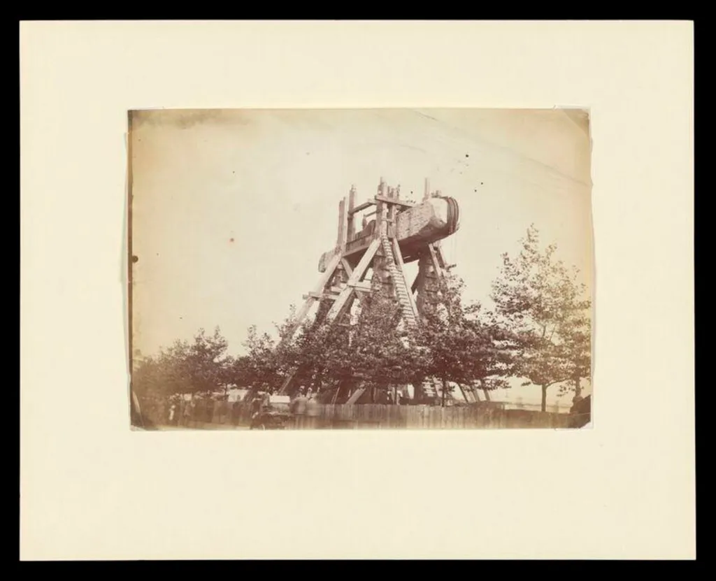 The Erection of Cleopatra's Needle, by Peter le Neve Foster, photographic, 1878